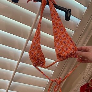 Orange Patterned Bikini Top
